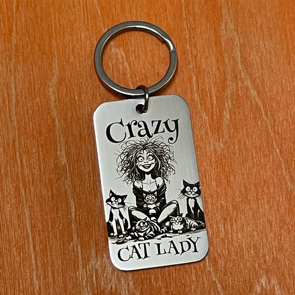 Quirky Fun Cat Themed Metal Keyrings