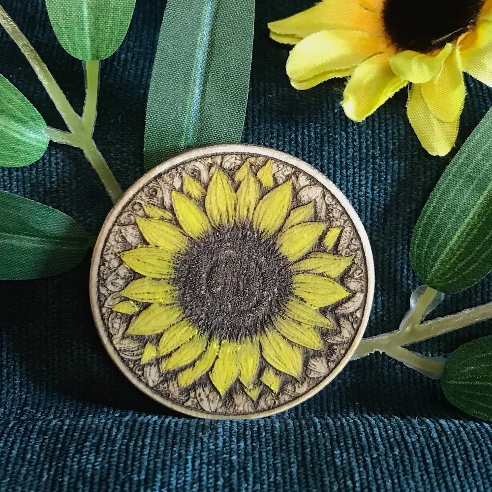 Painted Sunflower Brooch