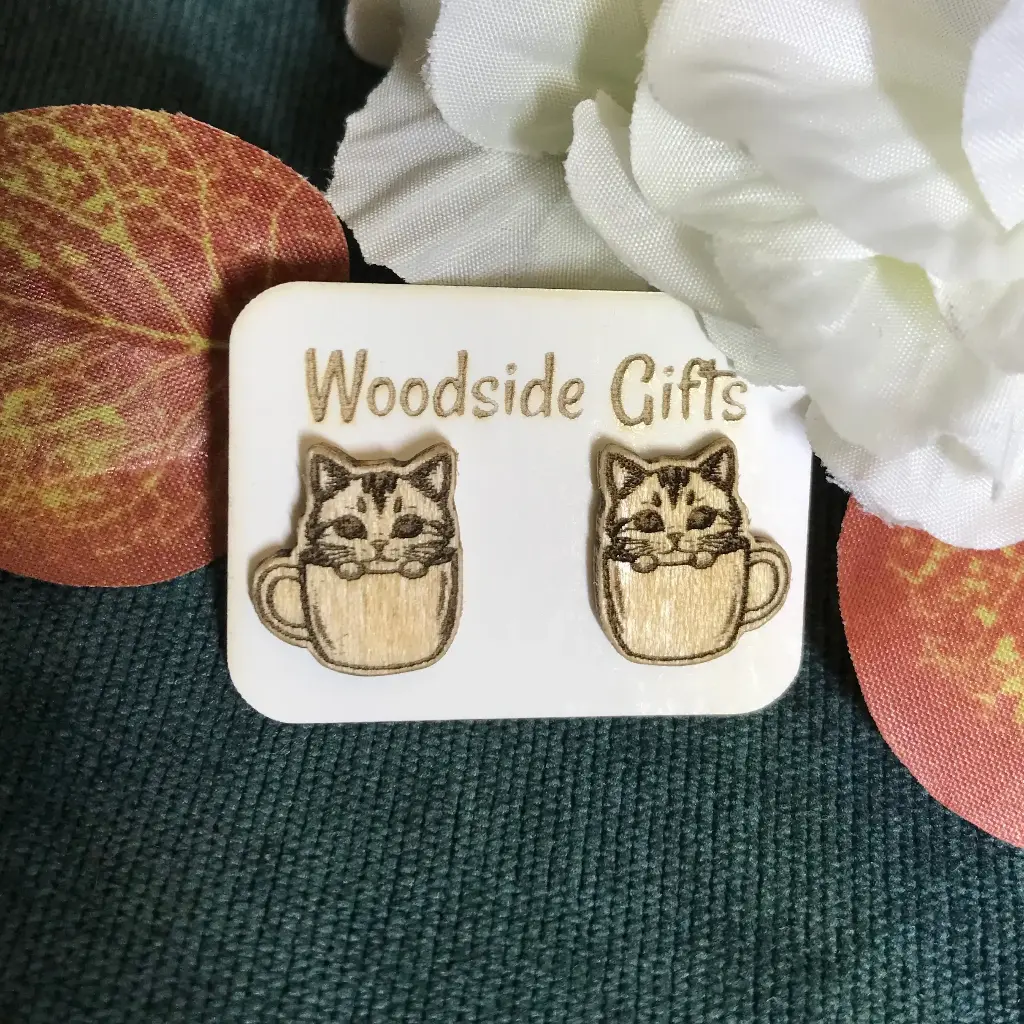 Cats in Cups - Barista Stud Earrings