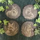 Foxes- Round Slate Coasters