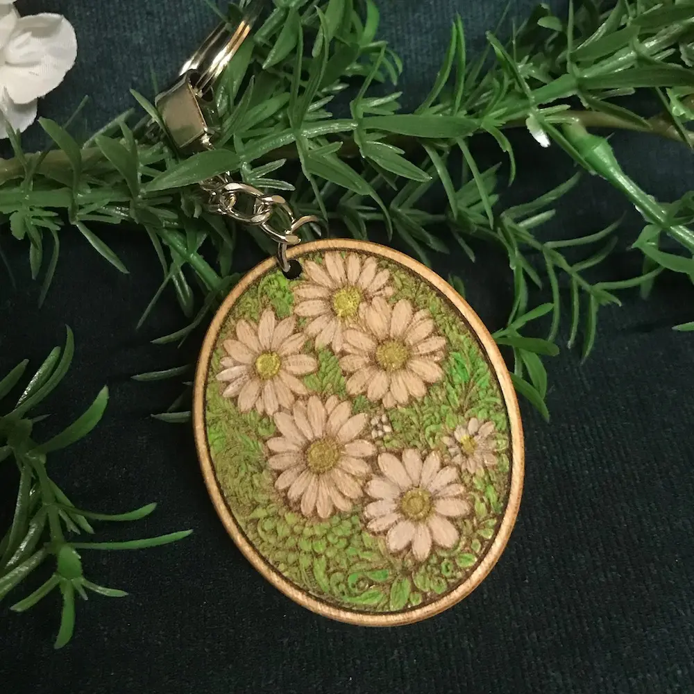 Daisies - Painted Floral Keyring 03