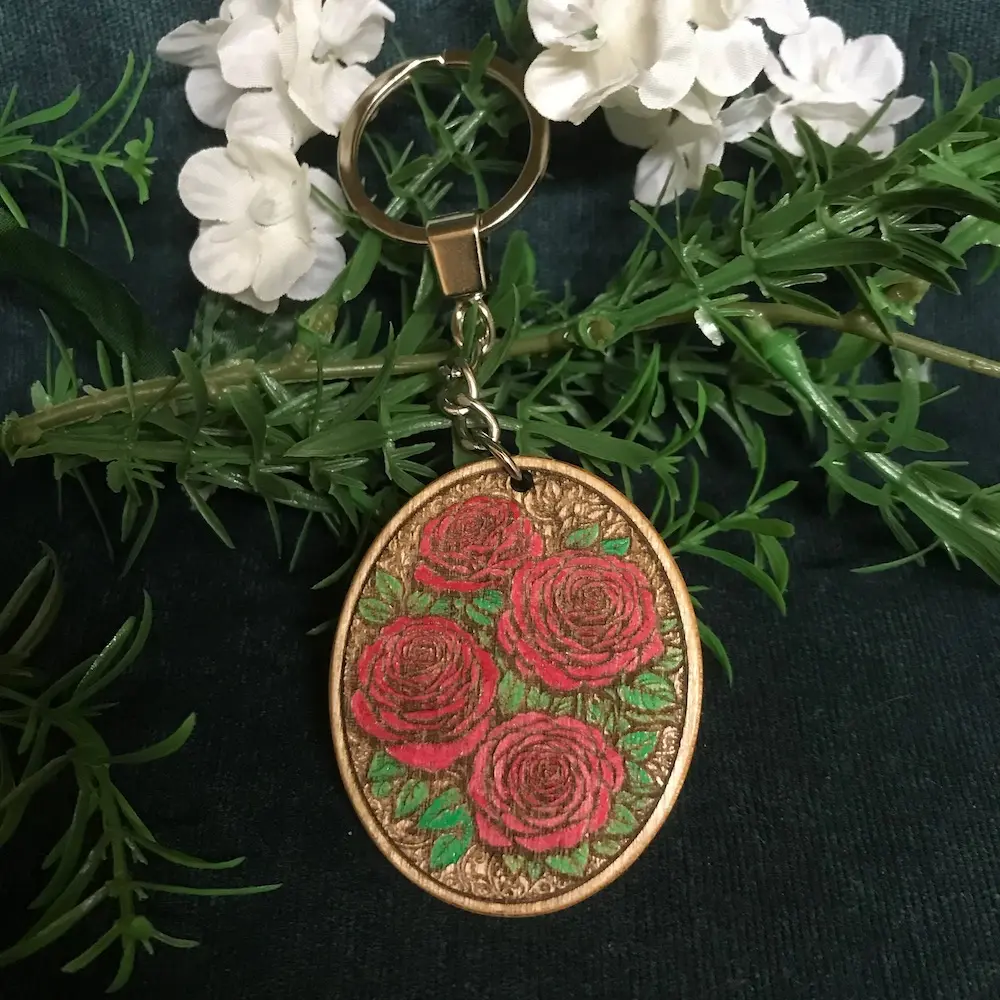 Roses - Painted Floral Keyring 04