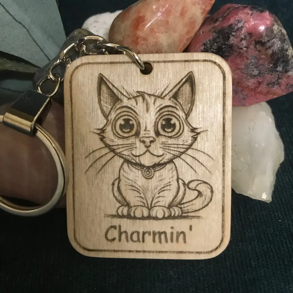 Charmin' Wide Eyed Cat Keyring