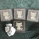 Wide Eyed Cats - Square Slate Coasters