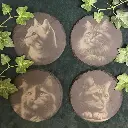 Dreamy Cats - Round Slate Coasters