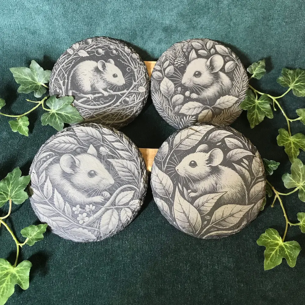 Mouse - Round Slate Coasters
