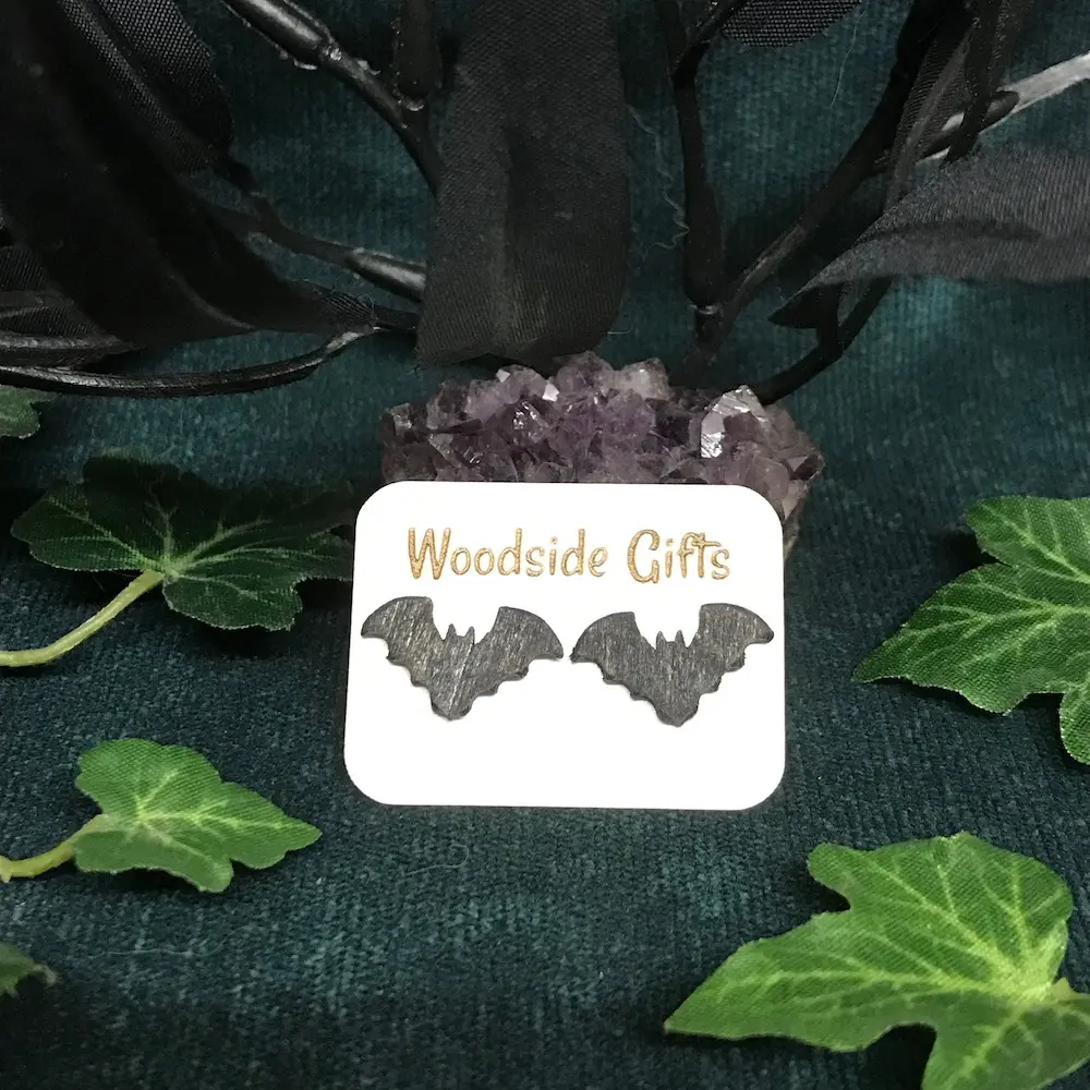 Painted Bat Stud Earrings