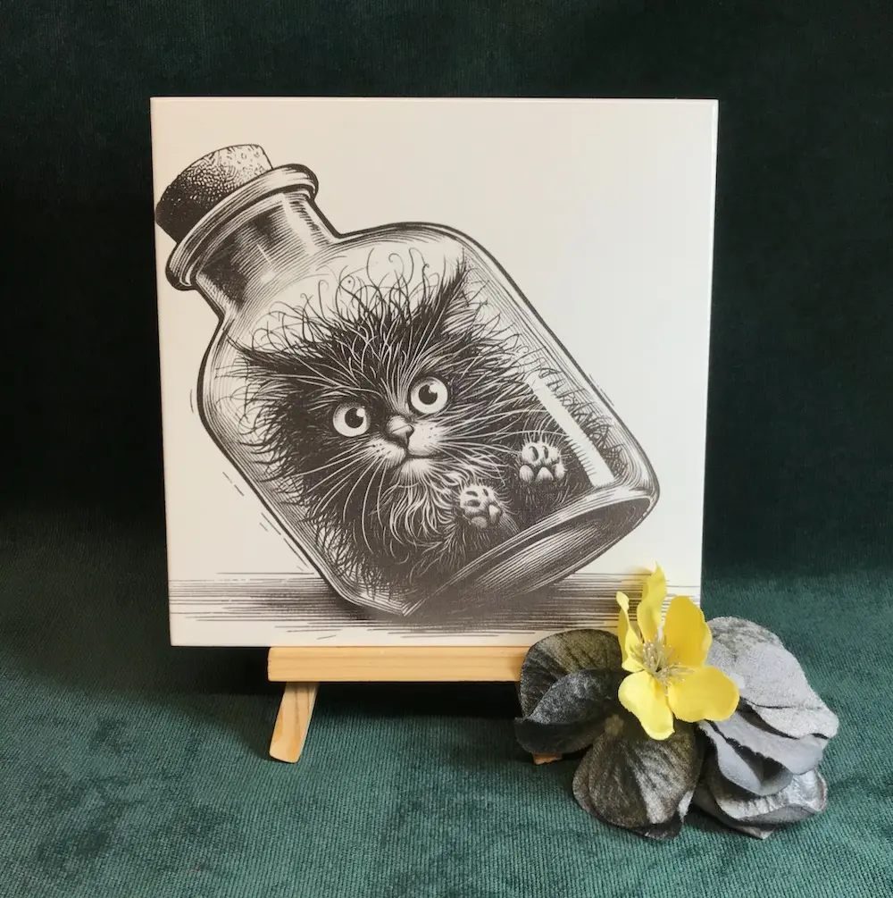 Cat in Bottle Tile