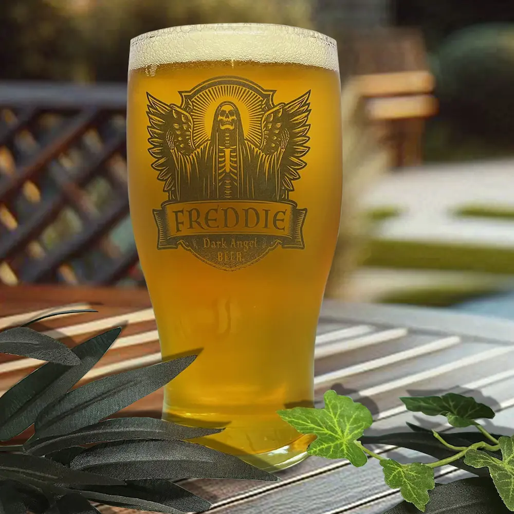 Gothic Dark Angel Personalised Beer Glass