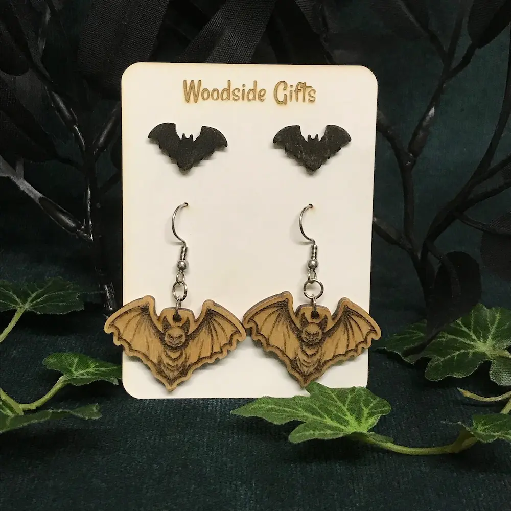 Vampire Bat Earring Set - Dangle & Studs