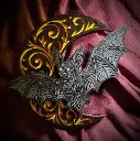 Gothic moon and vampire bat plaque