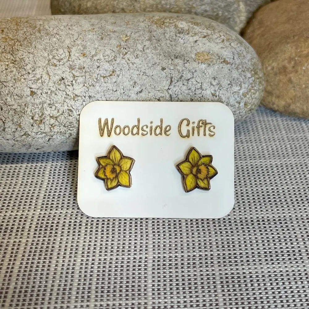 Painted Daffodil Stud Earrings