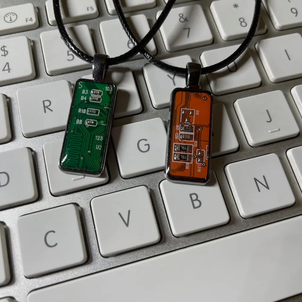 Circuit Board Necklace - Small Rectangle