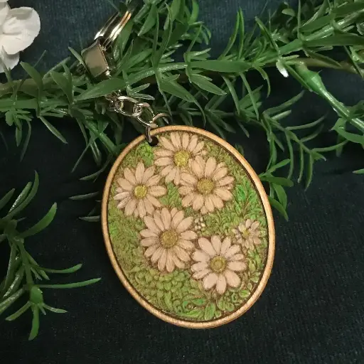 Daisies - Painted Floral Keyring 03