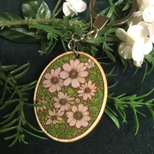 Daisies - Painted Floral Keyring 06