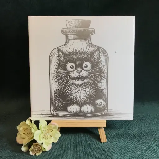 Cat in Bottle Tile
