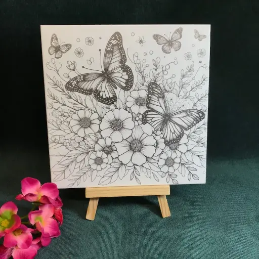 Butterflies and Flowers Tile