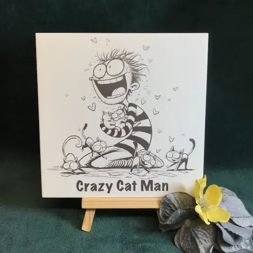 Crazy Cat Man Tile