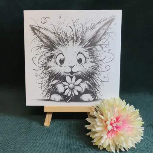 Rabbit With Flower Tile