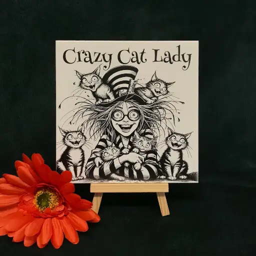 Crazy  Cat  Lady Tile