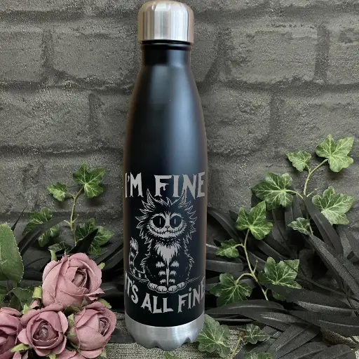 Laser Engraved Bottle - Cheshire Cat