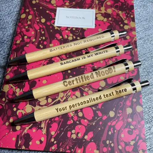 Personalised Fun Text Bamboo Pens