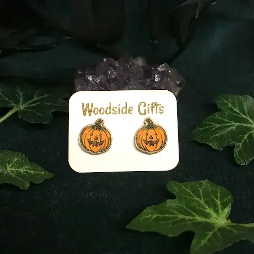 Painted Pumpkin - Stud Earrings