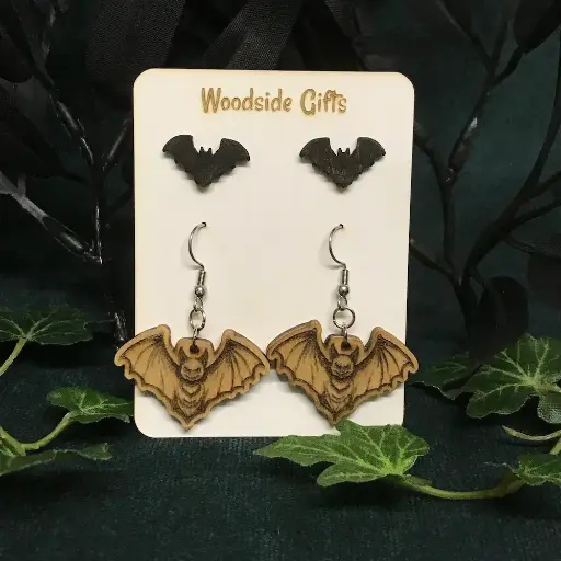 Vampire Bat Earring Set - Dangle & Studs