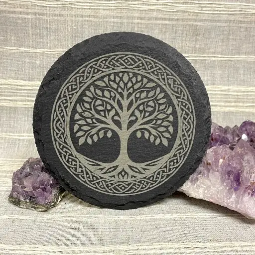 Celtic Tree of Life - Round Slate Coaster