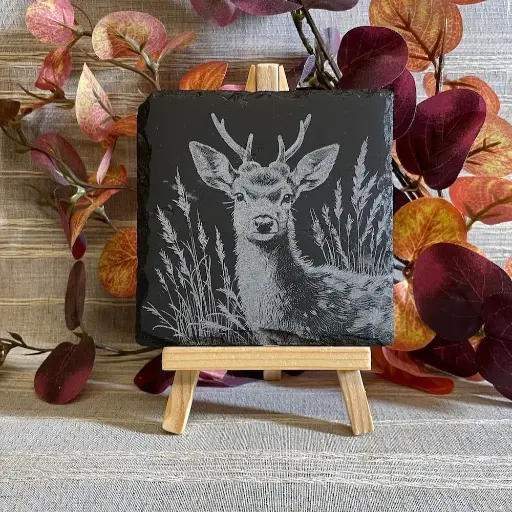 Deer - Square Slate Coasters