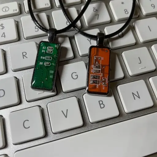 Circuit Board Necklace - Small Rectangle