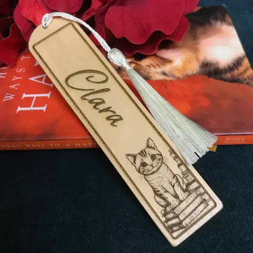 Tabby Cat on Books - Personalised Bookmark