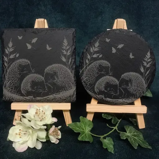 Hedgehog - Slate Coasters (Set 01)